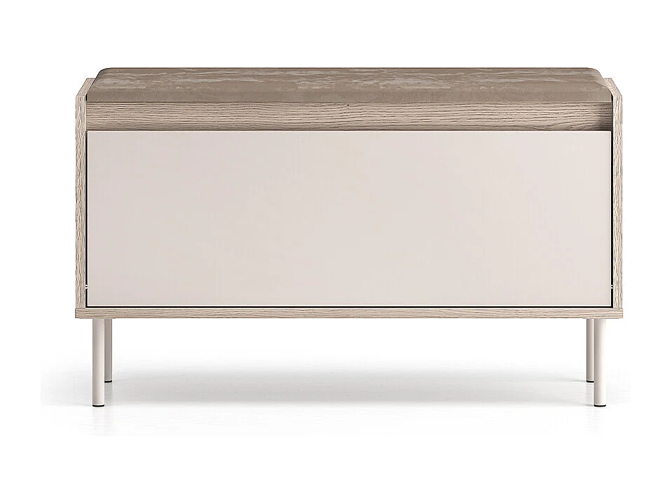 Banc meuble à chaussures long 1 porte Alos Cachemire et Bois