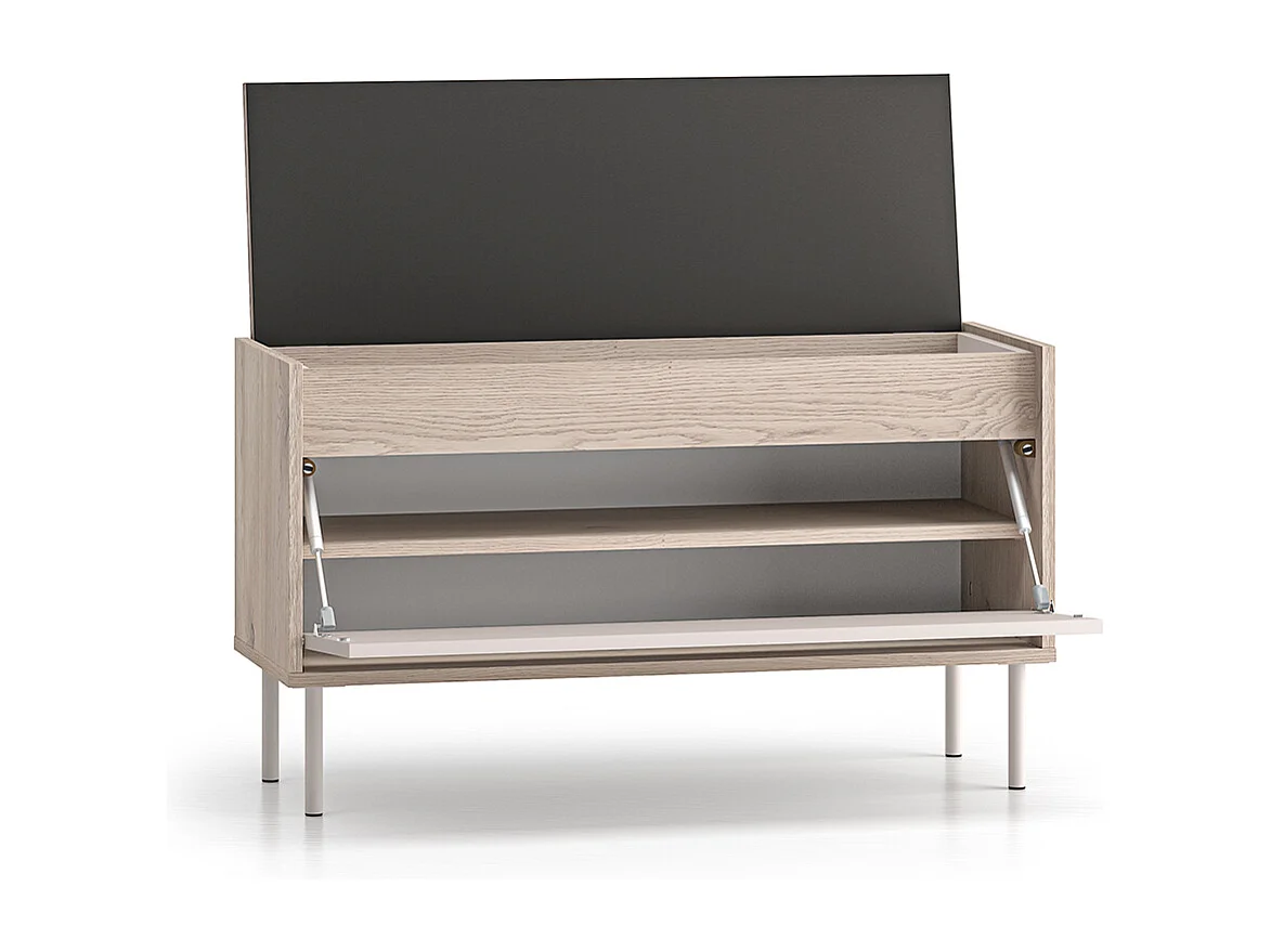 Banc meuble à chaussures long 1 porte Alos Cachemire et Bois