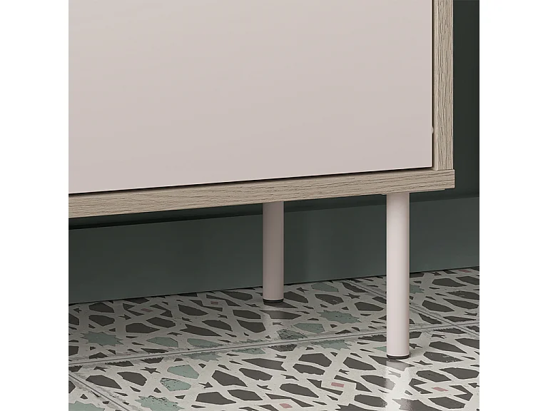 Banc meuble à chaussures long 1 porte Alos Cachemire et Bois