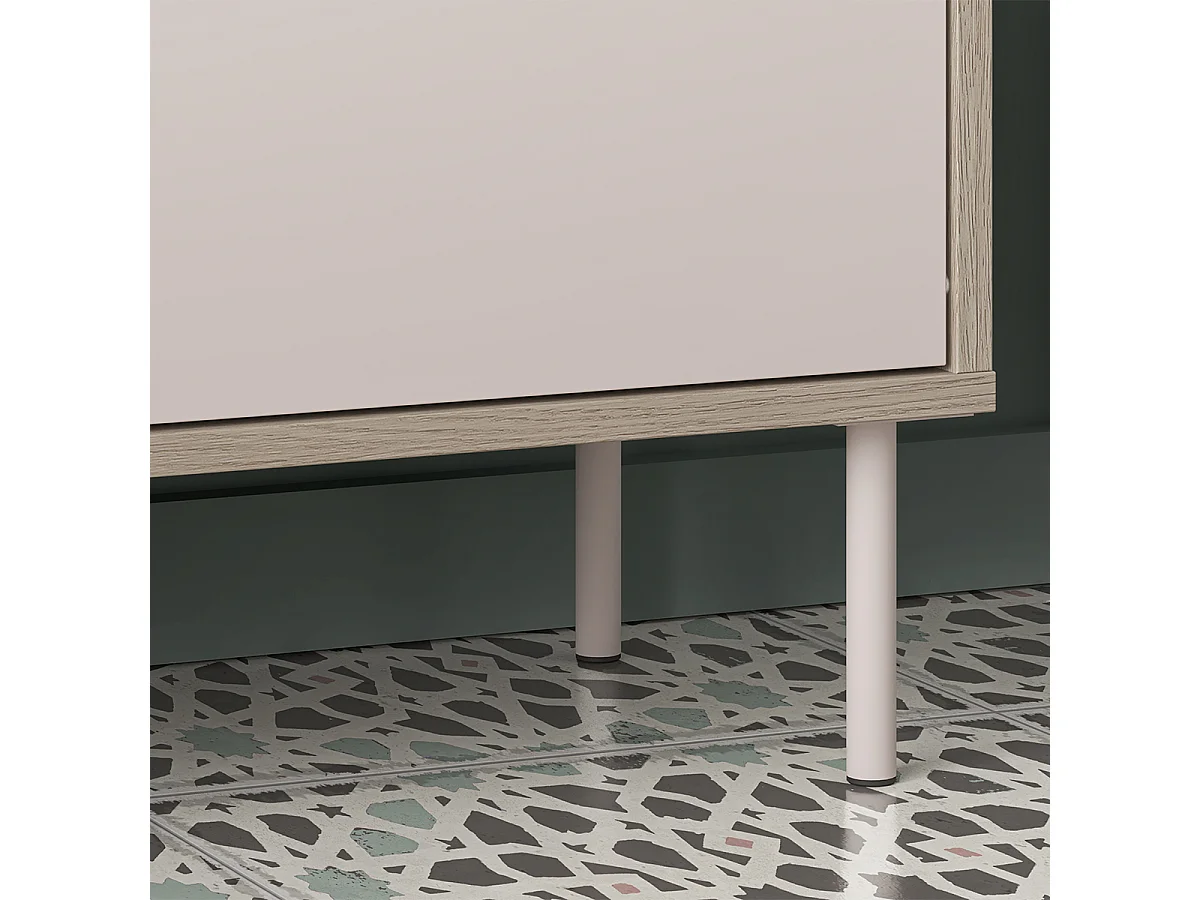 Banc meuble à chaussures long 1 porte Alos Cachemire et Bois