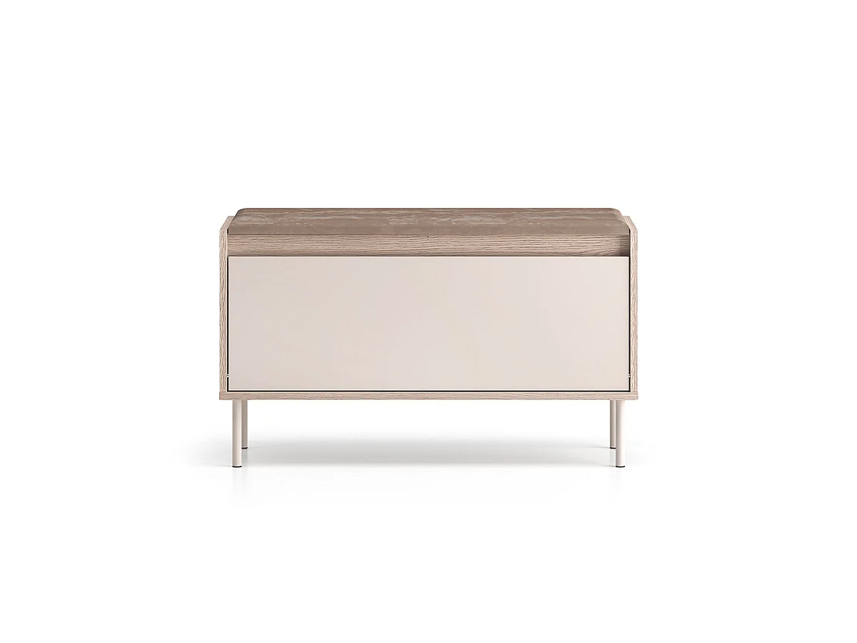 Banc meuble à chaussures long 1 porte Alos Cachemire et Bois