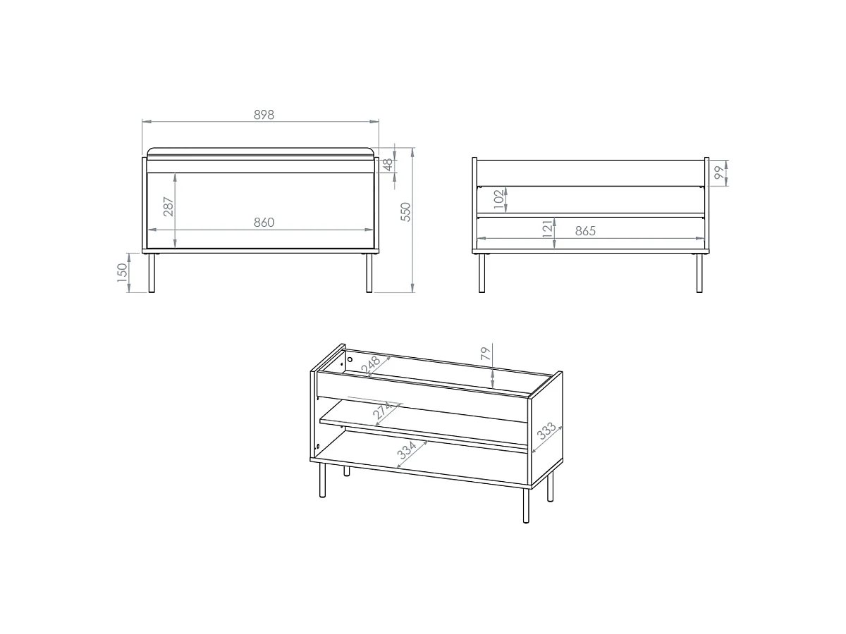 Banc meuble à chaussures long 1 porte Alos Cachemire et Bois