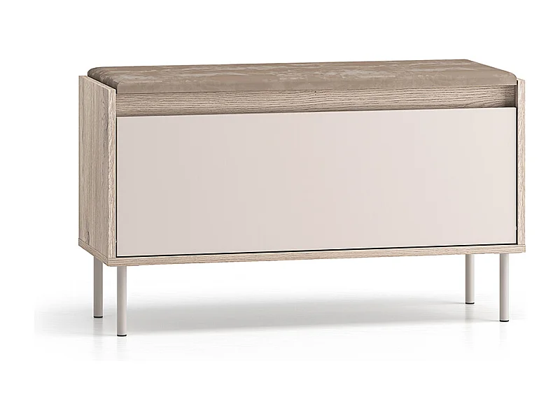 Banc meuble à chaussures long 1 porte Alos Cachemire et Bois