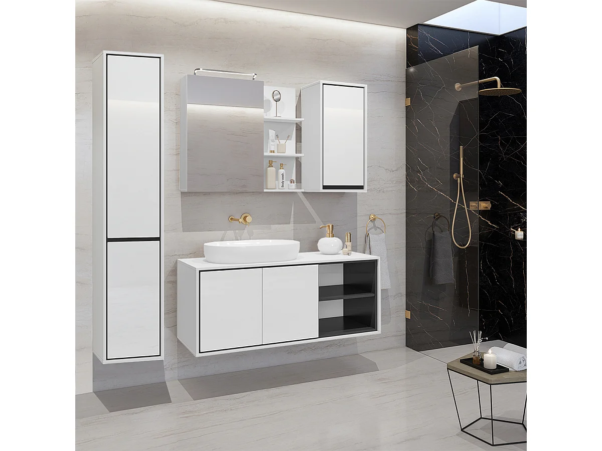 Set di mobili da bagno doppio lavabo Sophéa bianco