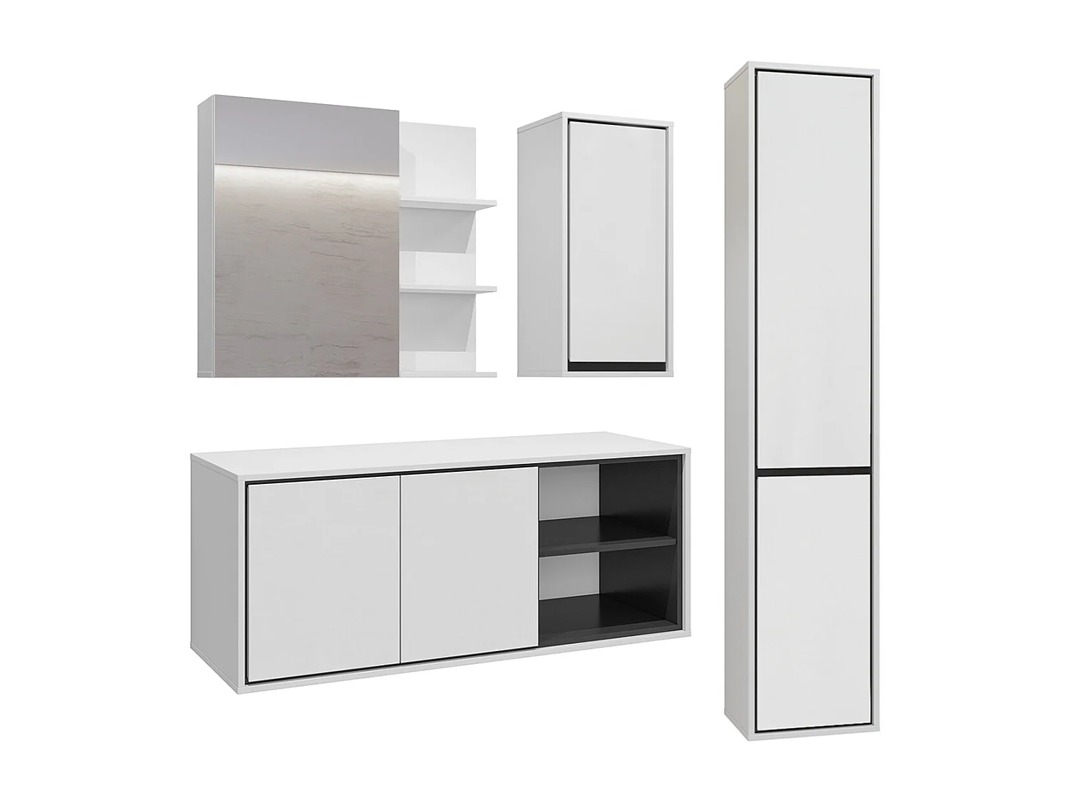 Set di mobili da bagno doppio lavabo Sophéa bianco