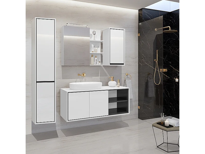 Set di mobili da bagno doppio lavabo Sophéa bianco