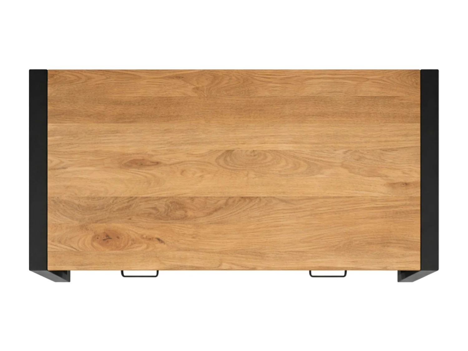 Table basse rectangulaire bois clair métal noir 2 tiroirs MILORA
