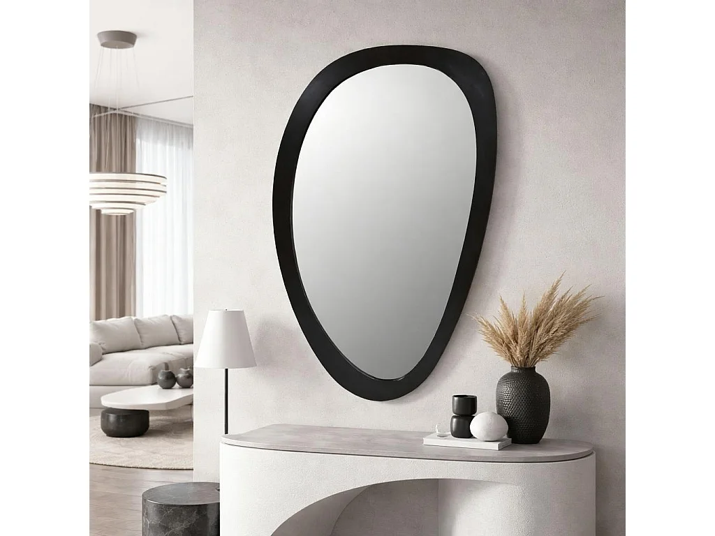 Miroir design organique en bois noir 60 x 100 cm ASPEN