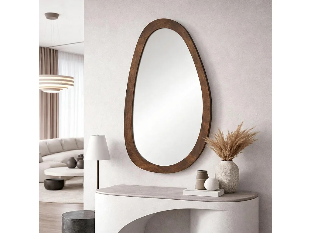 Miroir design organique en bois marron 60 x 100 cm ASPEN
