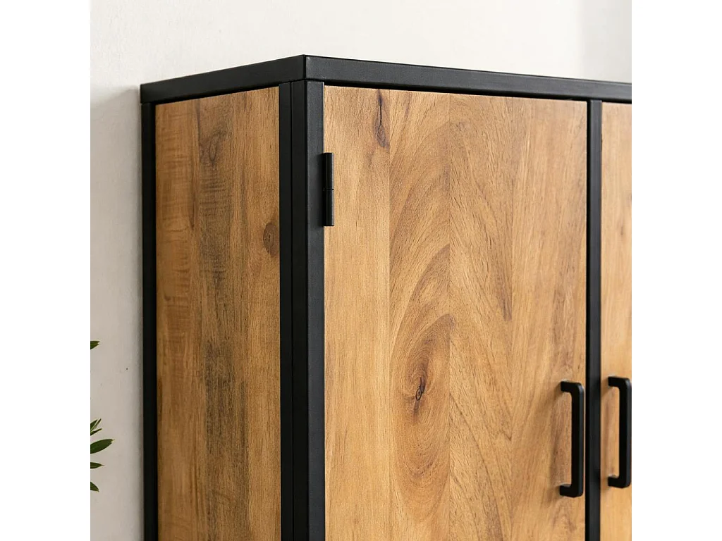 Buffet haut en bois clair 2 portes 4 tiroirs RIVANO