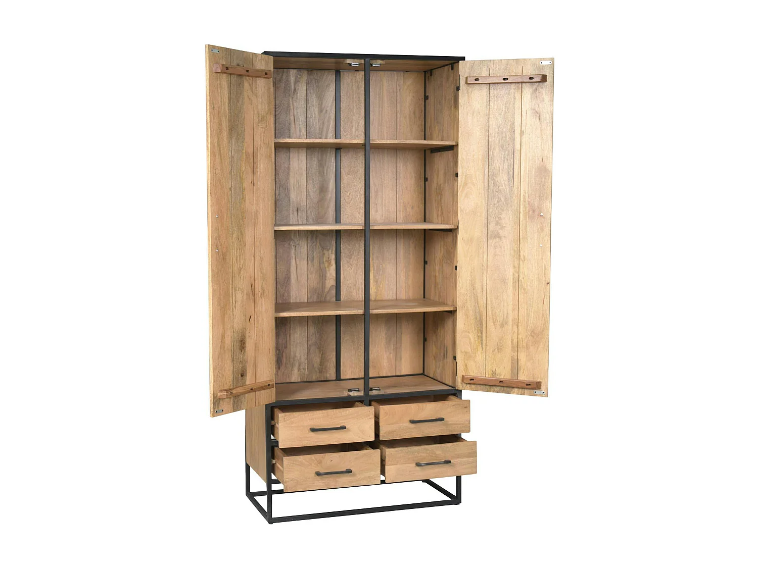Buffet haut en bois clair 2 portes 4 tiroirs RIVANO