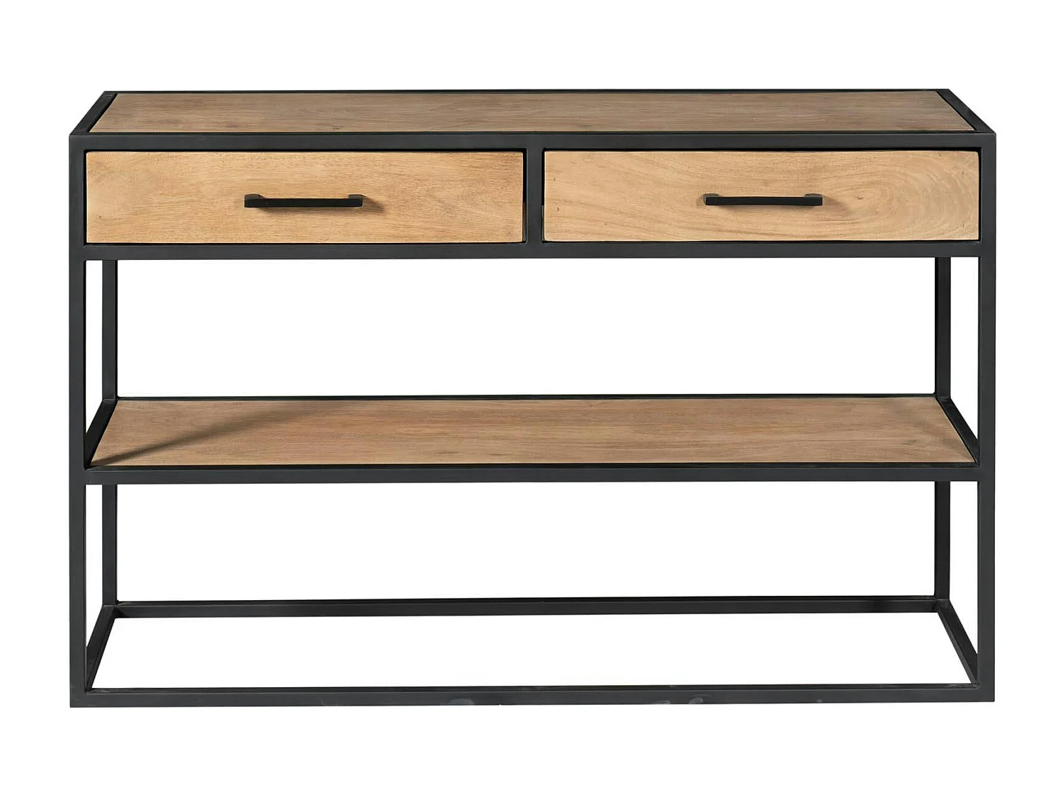 Console d'entrée bois clair 2 plateaux 2 tiroirs RIVANO