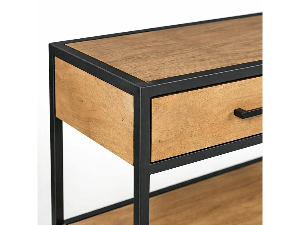 Console d'entrée bois clair 2 plateaux 2 tiroirs RIVANO