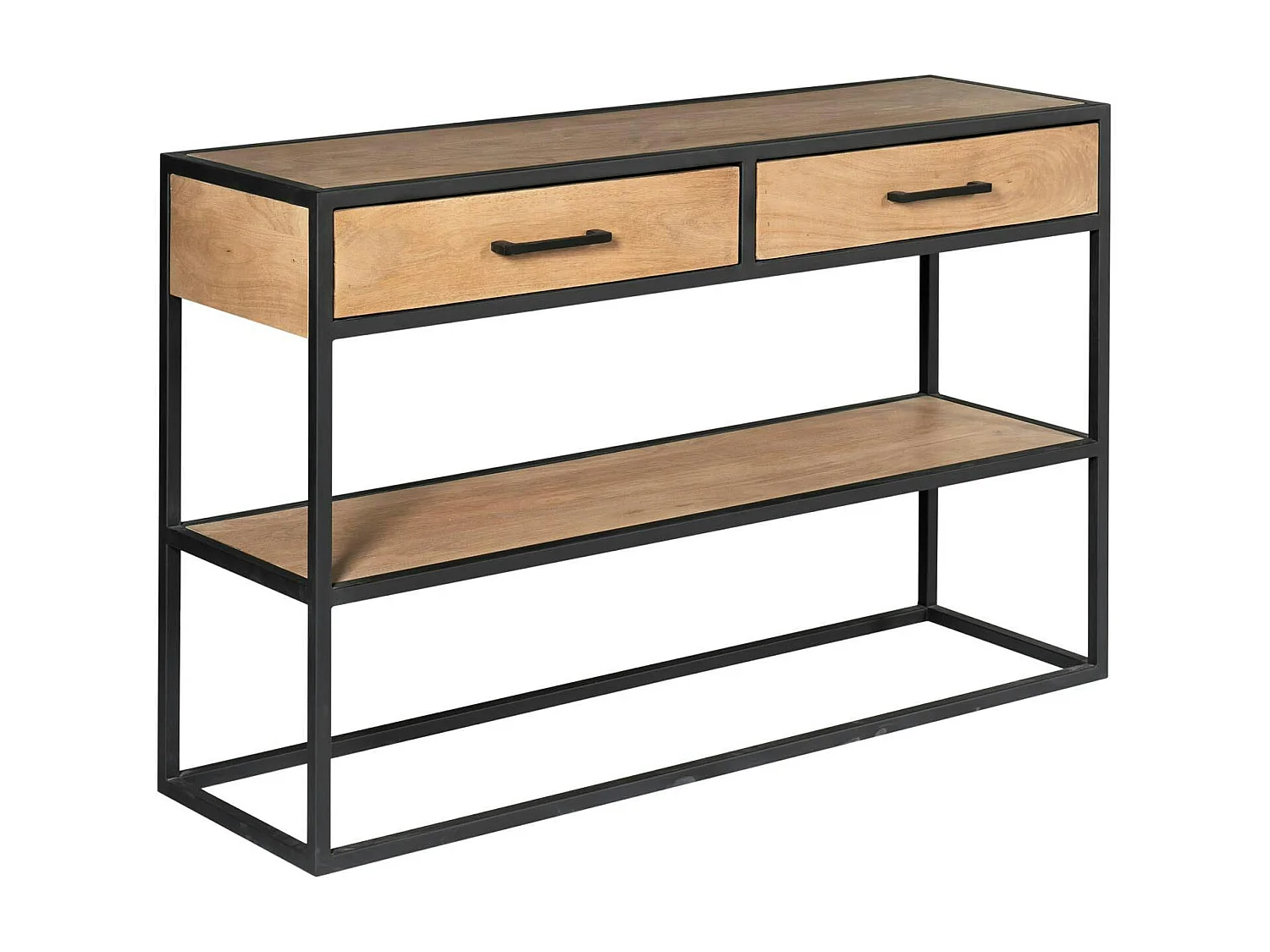 Console d'entrée bois clair 2 plateaux 2 tiroirs RIVANO