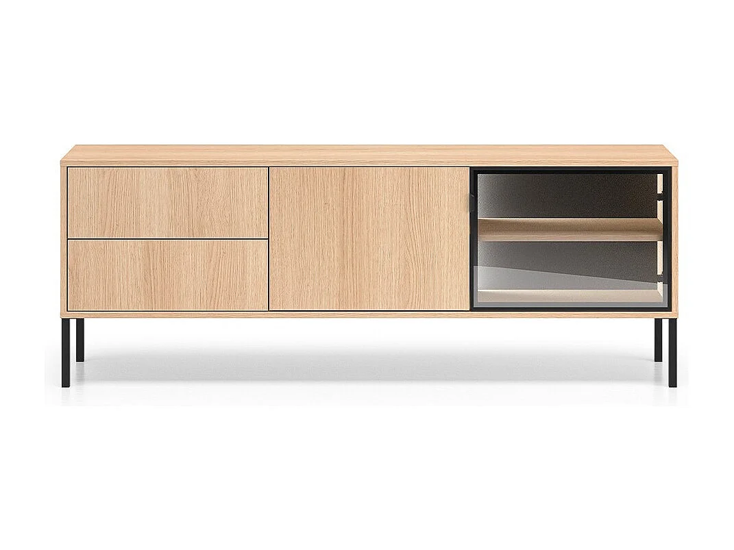 Mobile TV 2 ante 2 cassetti Paige marrone e nero 160cm