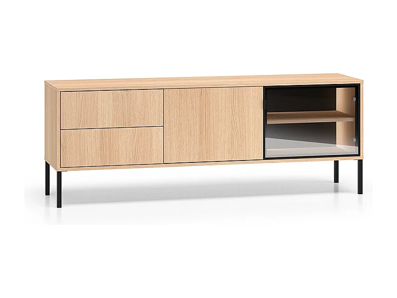 Mobile TV 2 ante 2 cassetti Paige marrone e nero 160cm