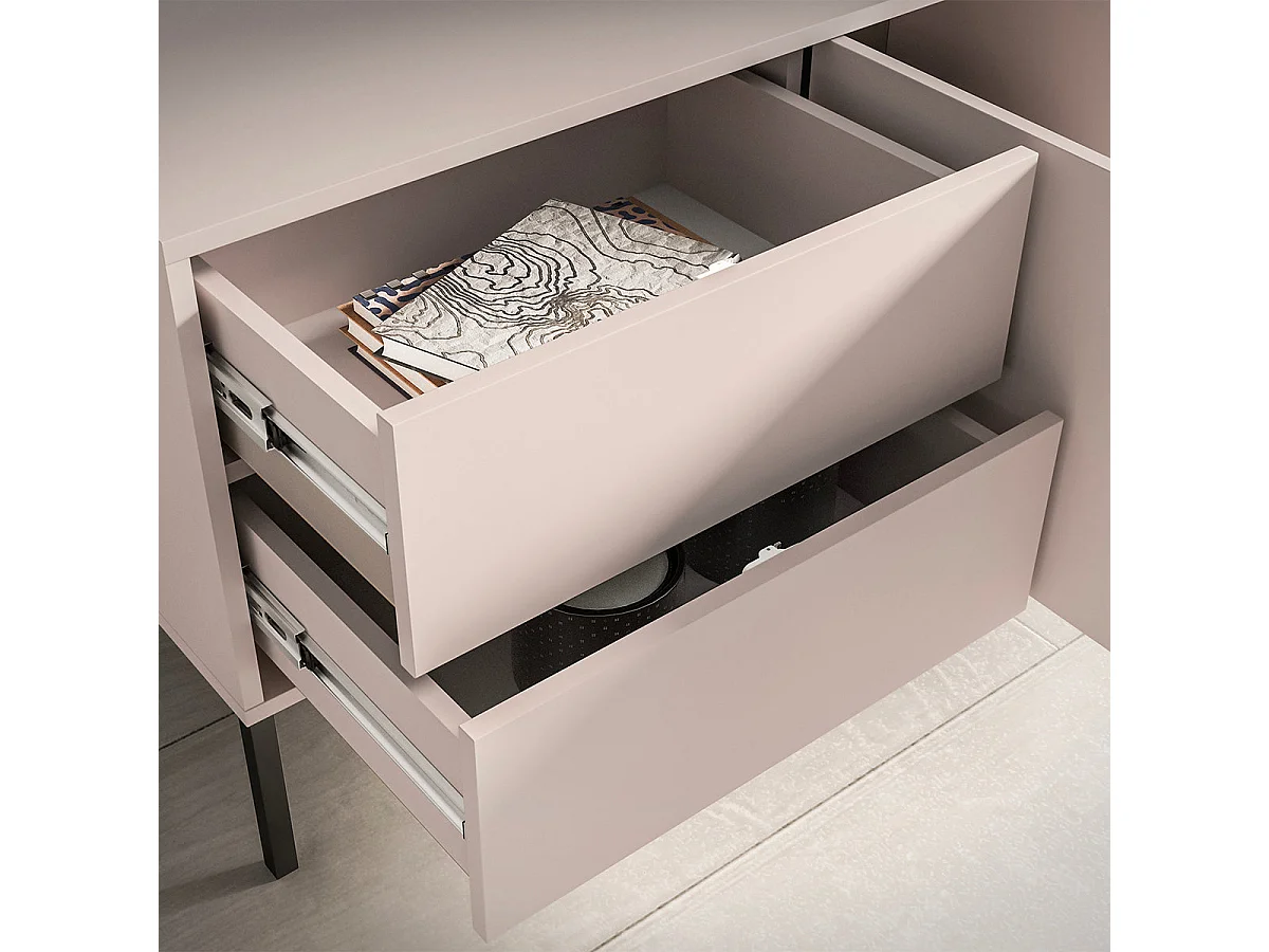 2-door 2-drawer TV stand 160 cm Paige Cashmere and Black