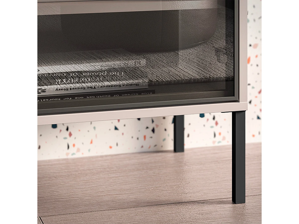 2-door 2-drawer TV stand 160 cm Paige Cashmere and Black
