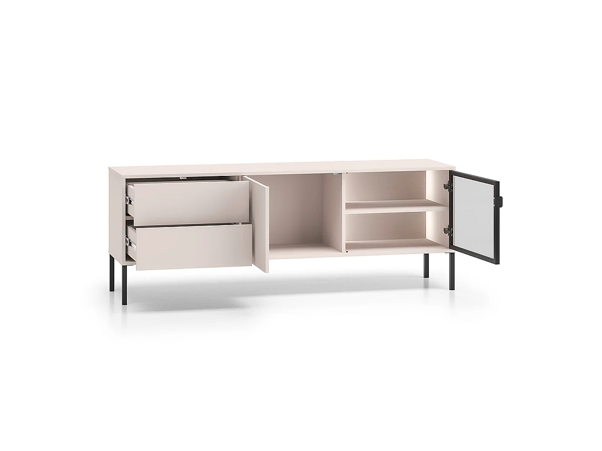 2-door 2-drawer TV stand 160 cm Paige Cashmere and Black