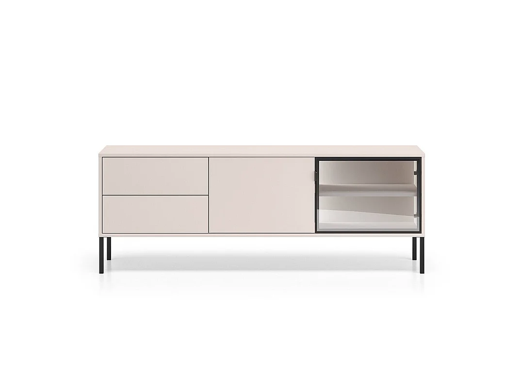 2-door 2-drawer TV stand 160 cm Paige Cashmere and Black