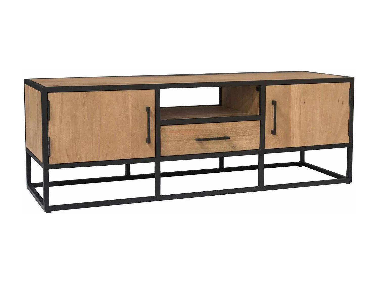 Petit meuble TV bois clair 2 portes 1 tiroir RIVANO