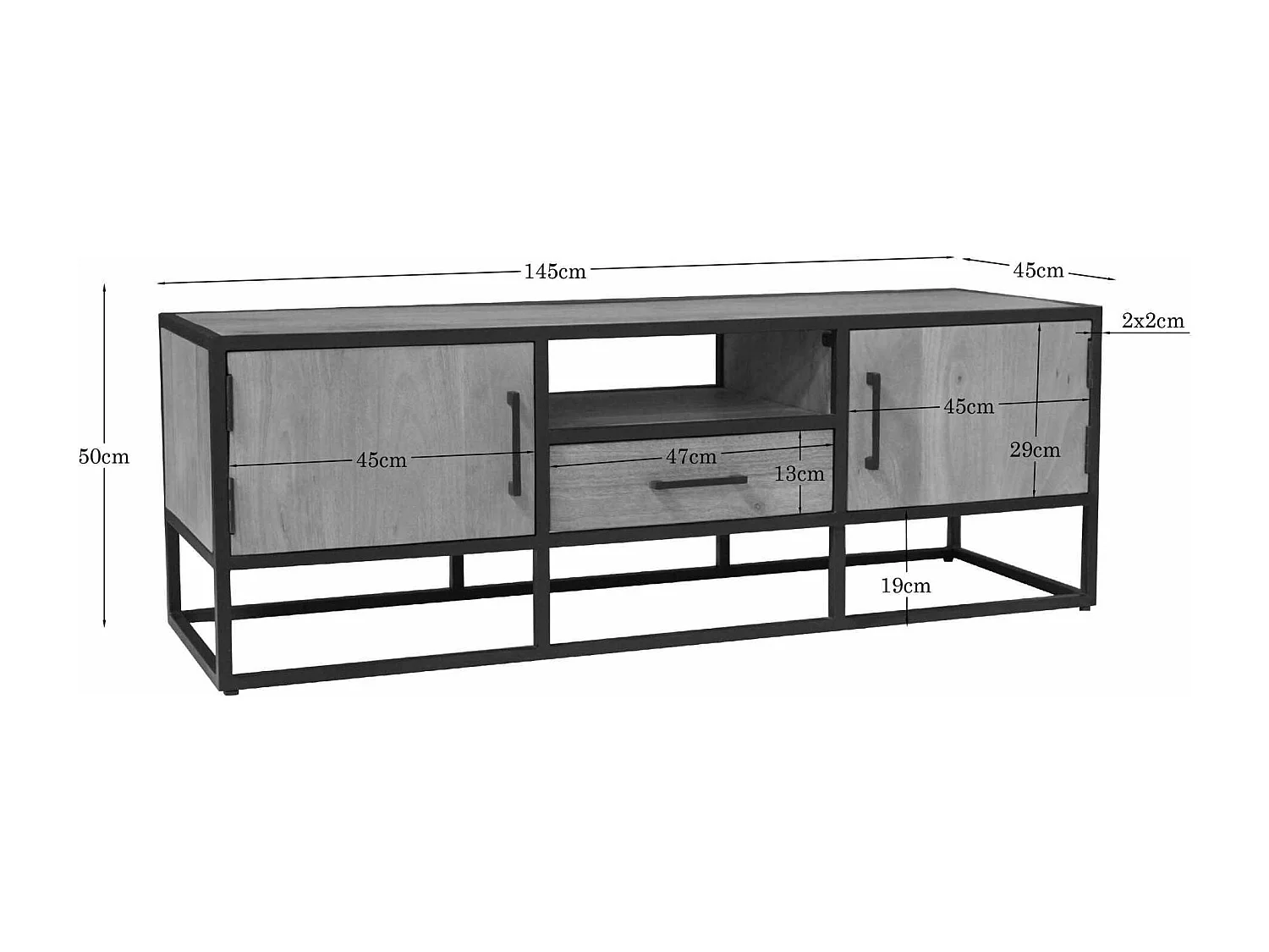 Petit meuble TV bois clair 2 portes 1 tiroir RIVANO