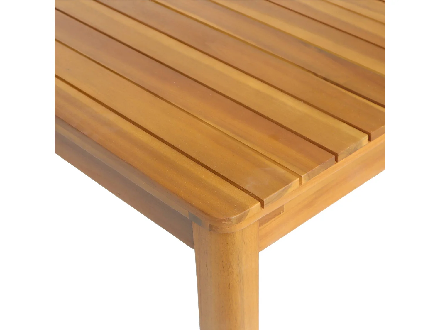 Set tavolo da giardino in acacia con angoli arrotondati con 10 sedie,