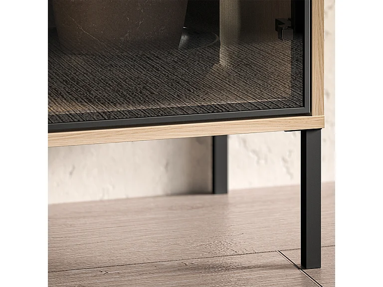 Paige Hout en Zwart 3-deurs servieskast met 1 lade