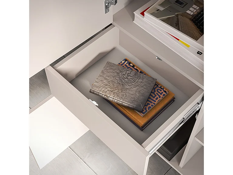 Paige kasjmier en zwarte 3-deurs servieskast met 1 lade