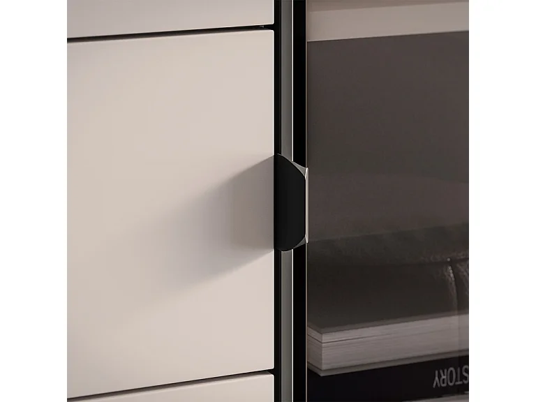 Paige kasjmier en zwarte 3-deurs servieskast met 1 lade