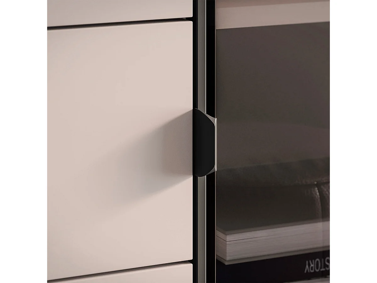 Vaisselier 3 portes 1 tiroir LED inclus Paige Cachemire et Noir