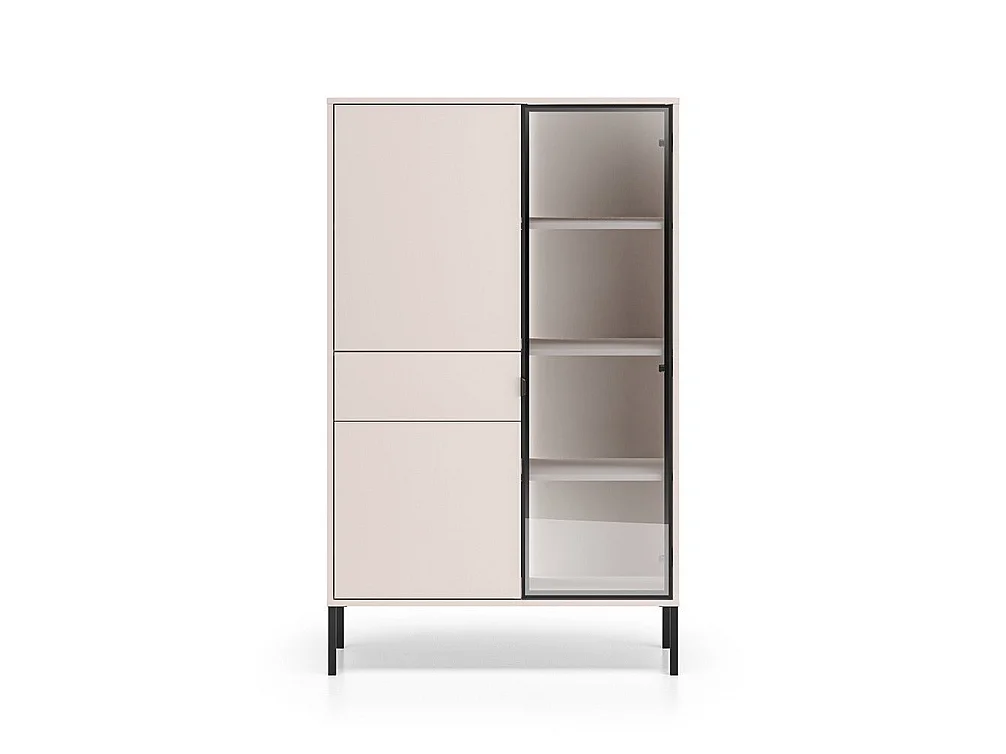 Vaisselier 3 portes 1 tiroir LED inclus Paige Cachemire et Noir