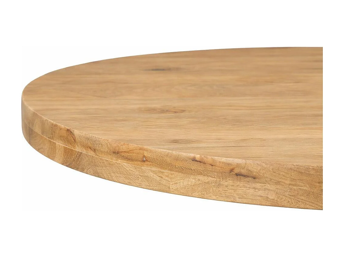 Table ronde bois clair pied croisé métal noir Ø130 cm RIVANO