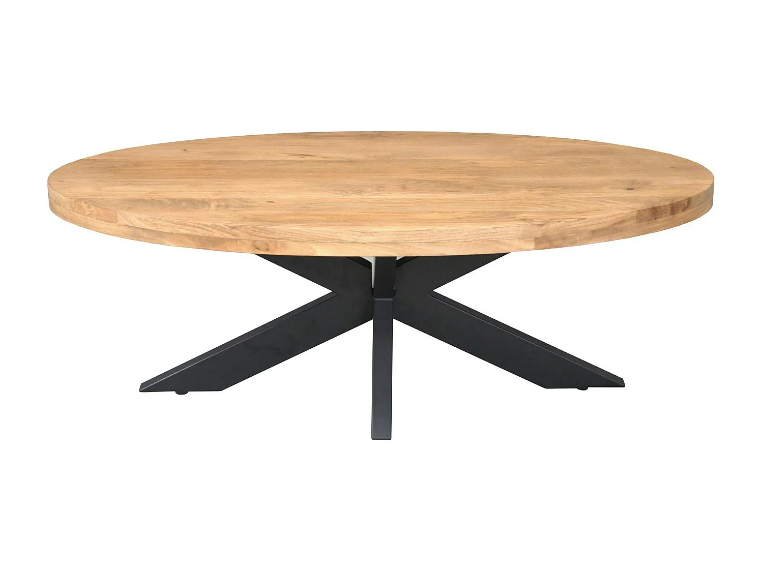 Table basse ovale en bois clair à pied croisé RIVANO