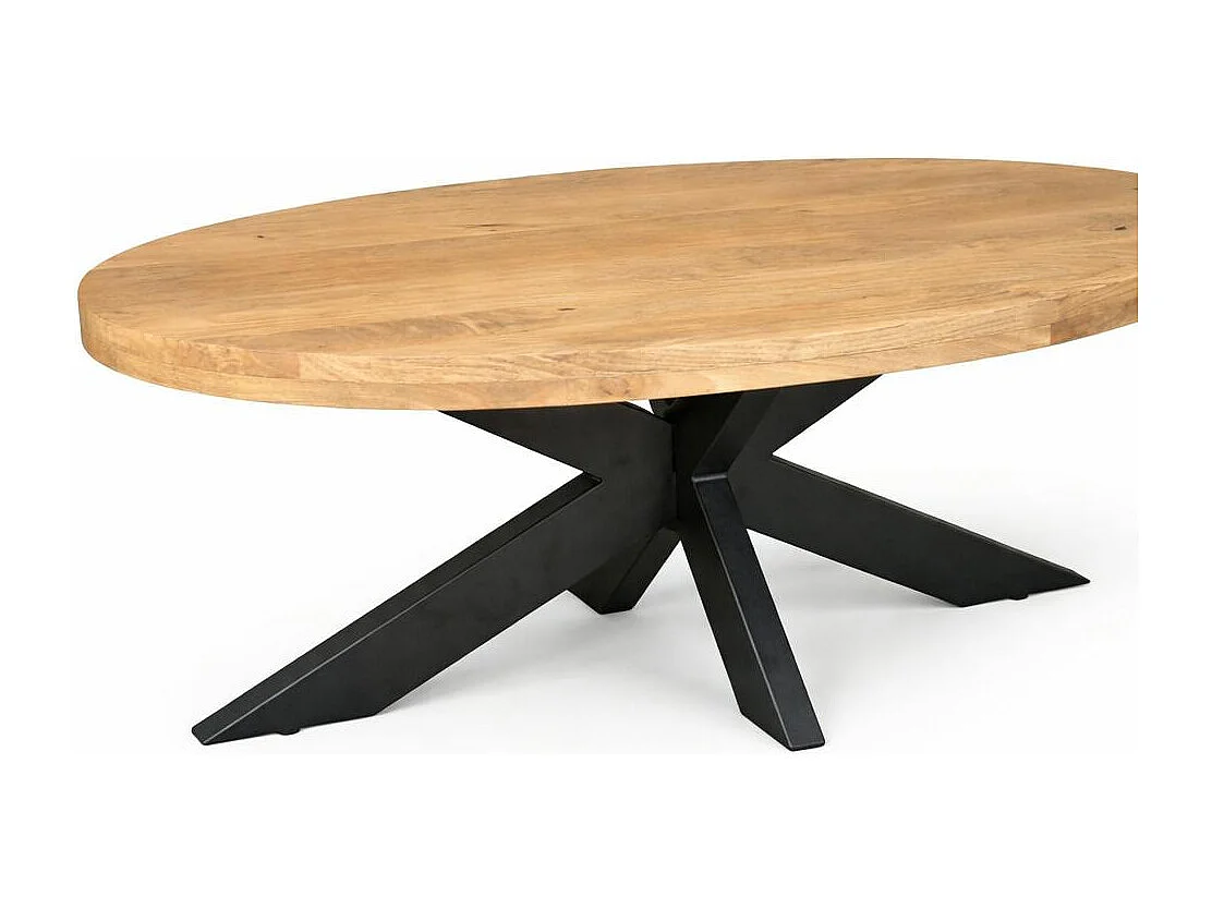Table basse ovale en bois clair à pied croisé RIVANO
