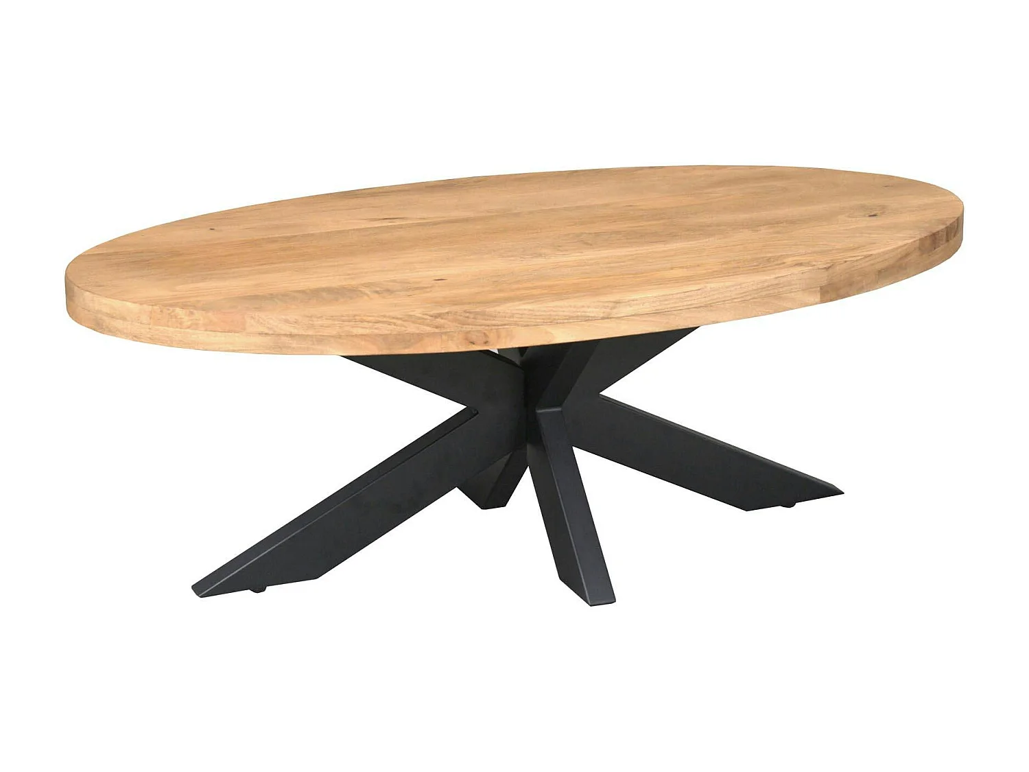 Table basse ovale en bois clair à pied croisé RIVANO