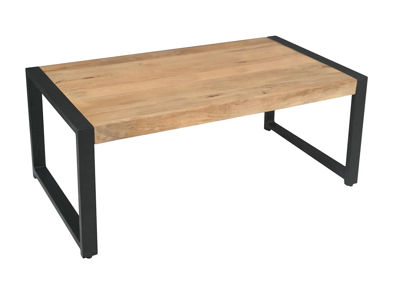 Table basse rectangulaire bois clair métal noir MILORA