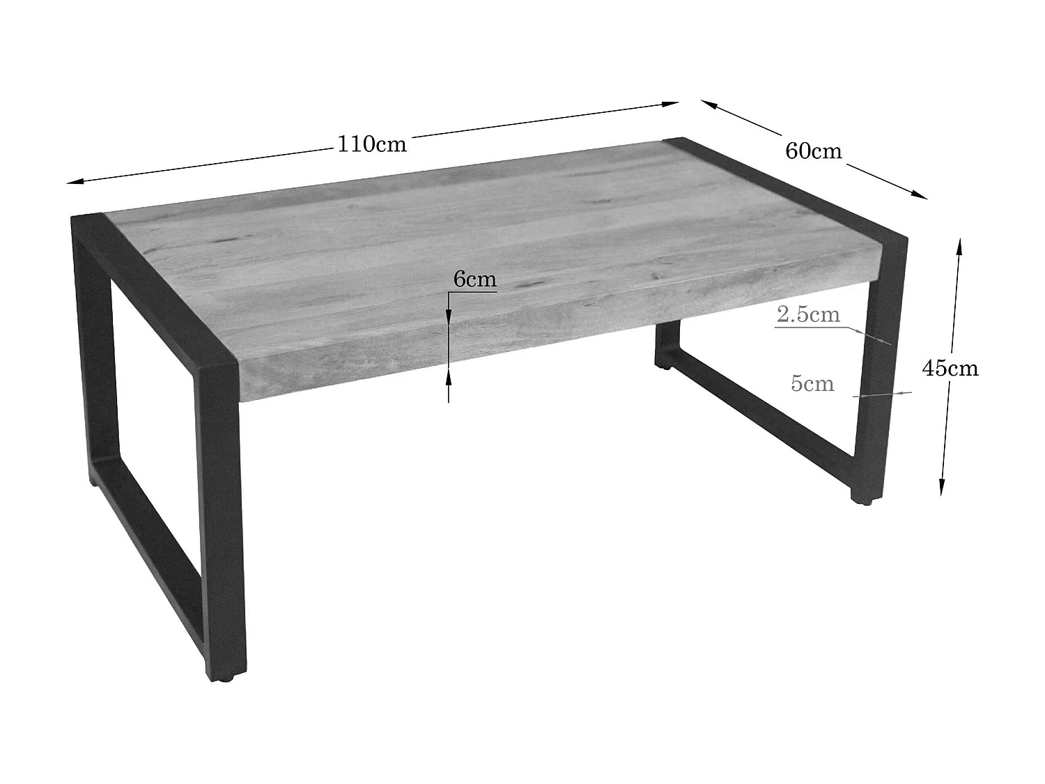 Table basse rectangulaire bois clair métal noir MILORA