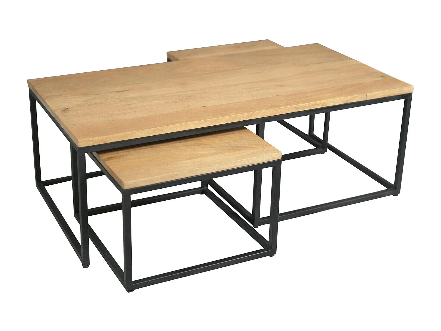 Table basse gigogne rectangulaire en bois clair (lot de 3) RIVANO