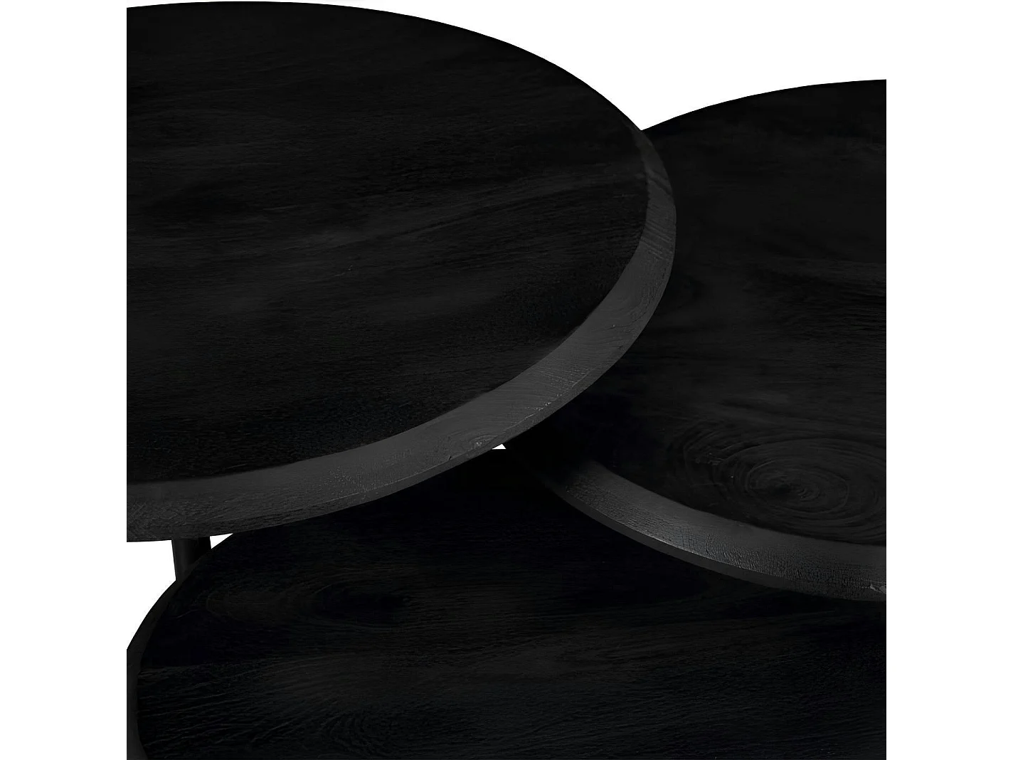 Table basse gigogne bois noir pieds compas (lot de 3) ALMA