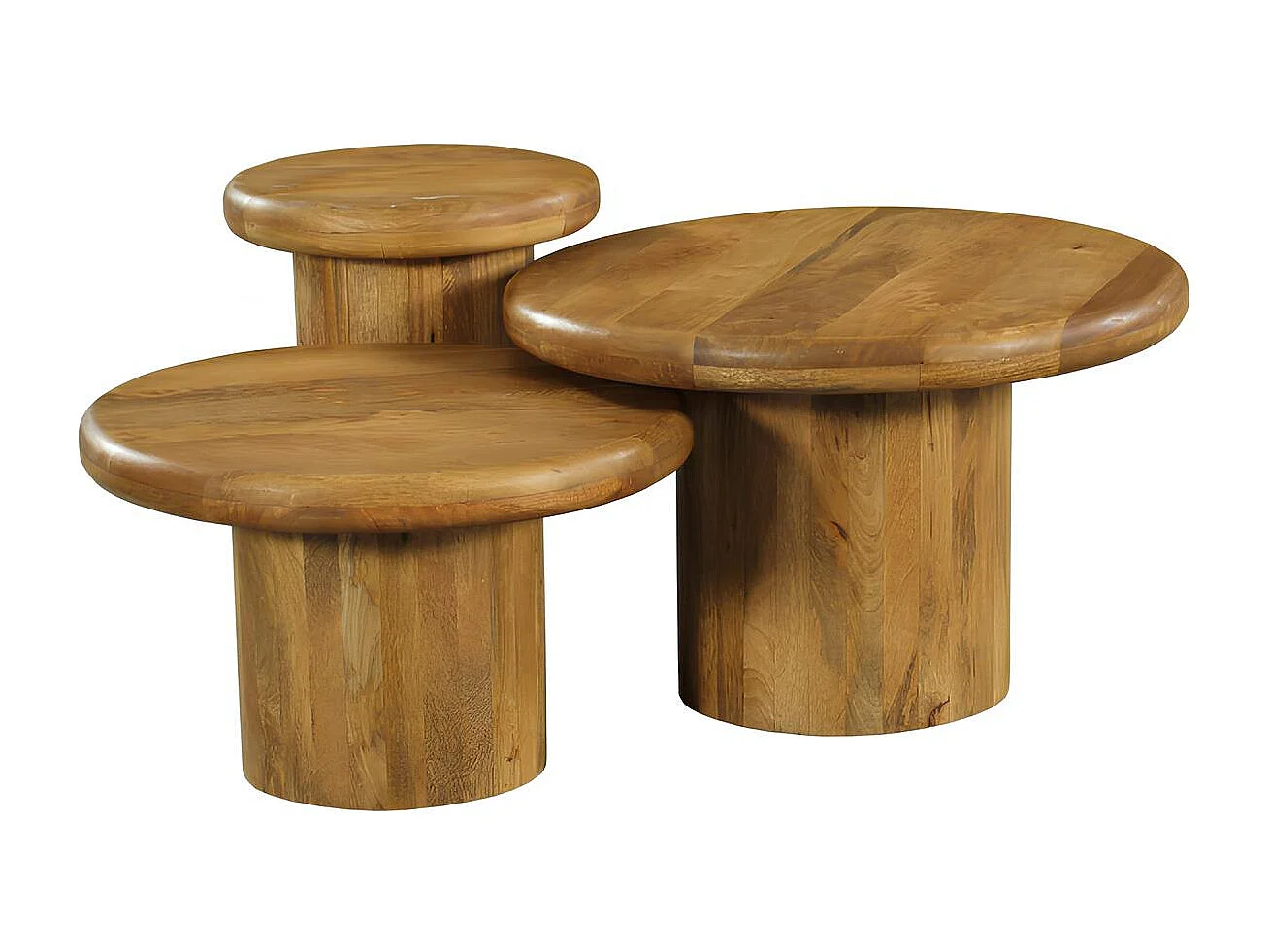 Table basse gigogne ronde à plateau épais (lot de 3) ALMA