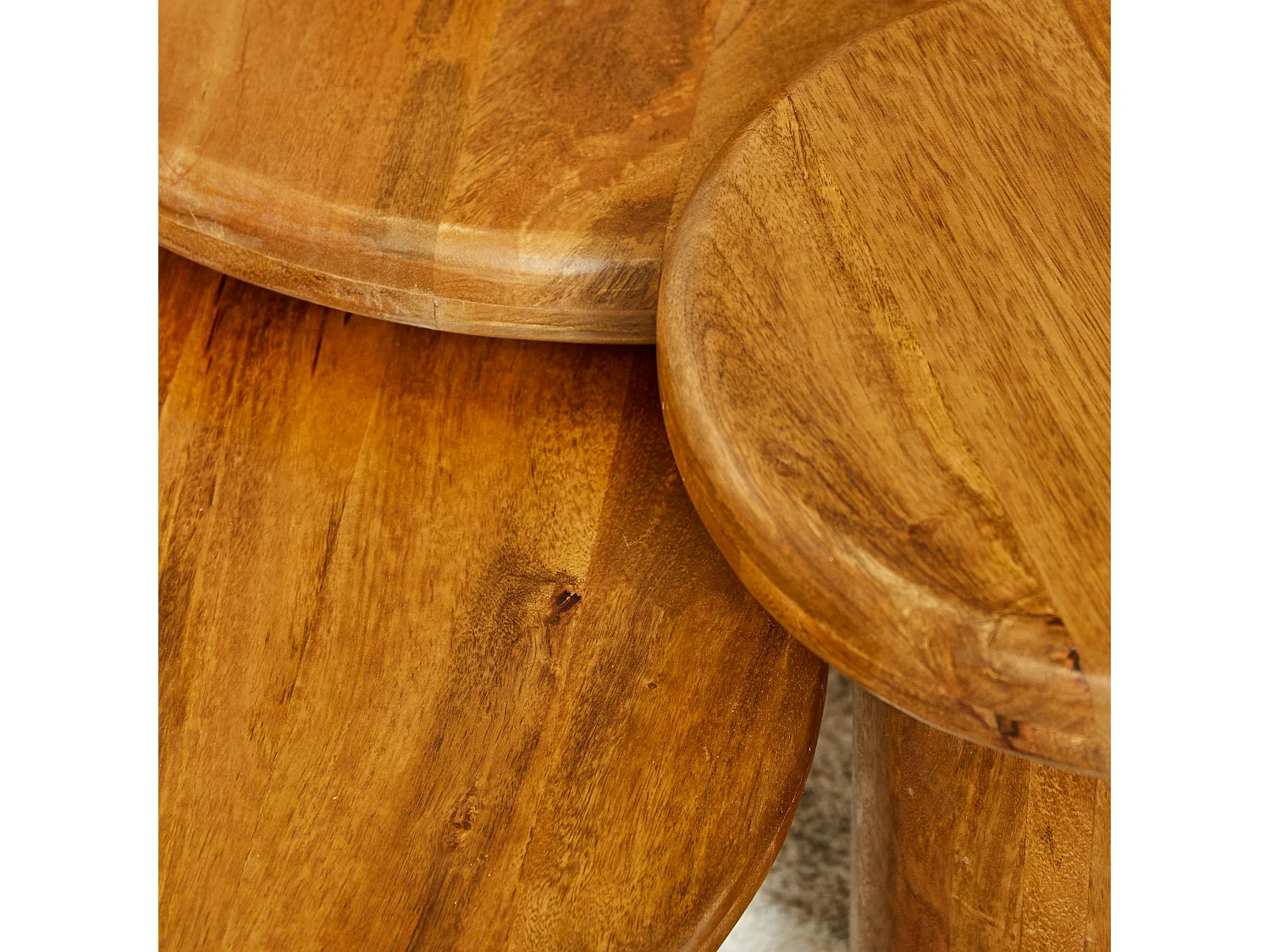 Table basse gigogne ronde à plateau épais (lot de 3) ALMA