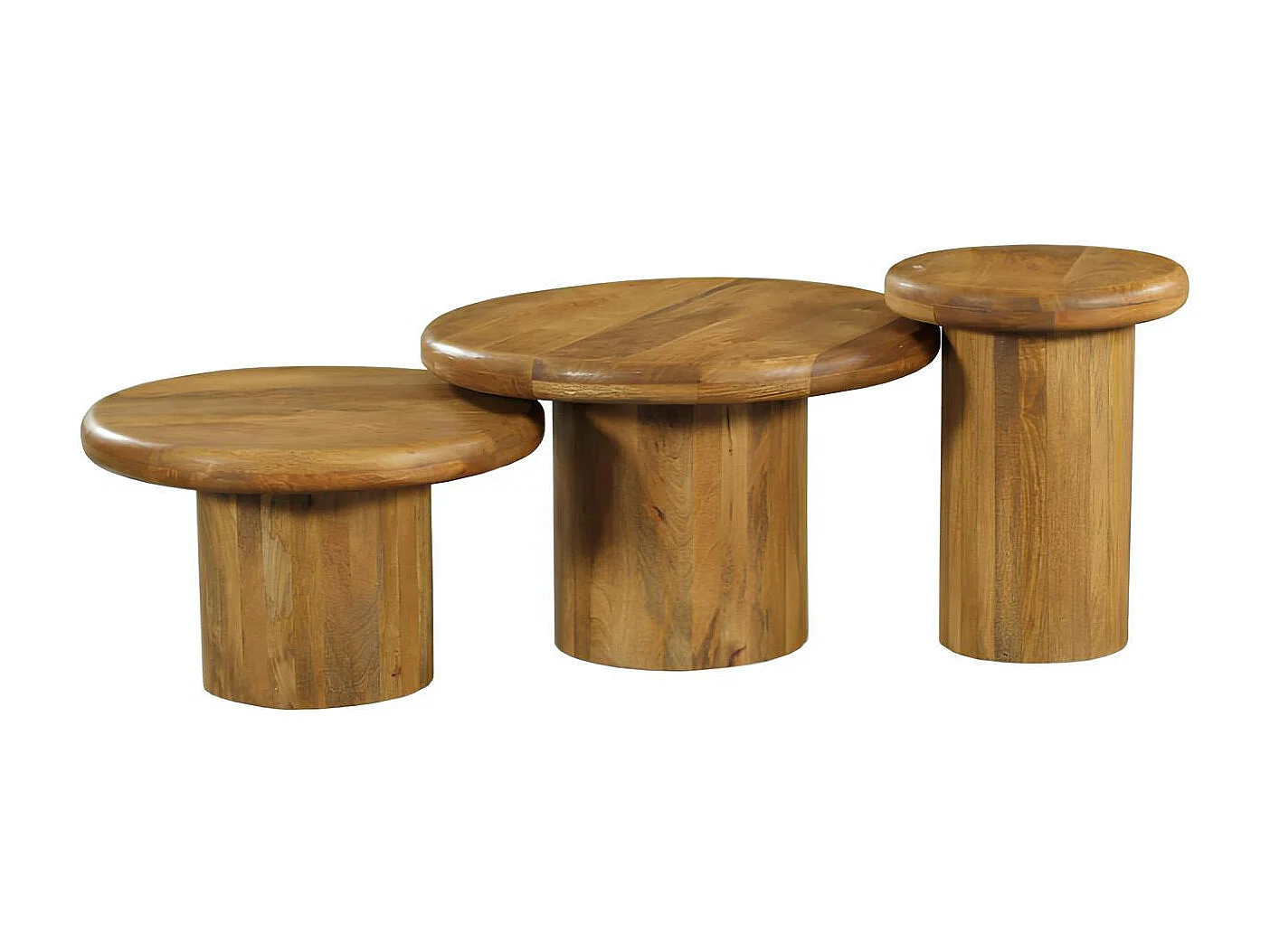Table basse gigogne ronde à plateau épais (lot de 3) ALMA