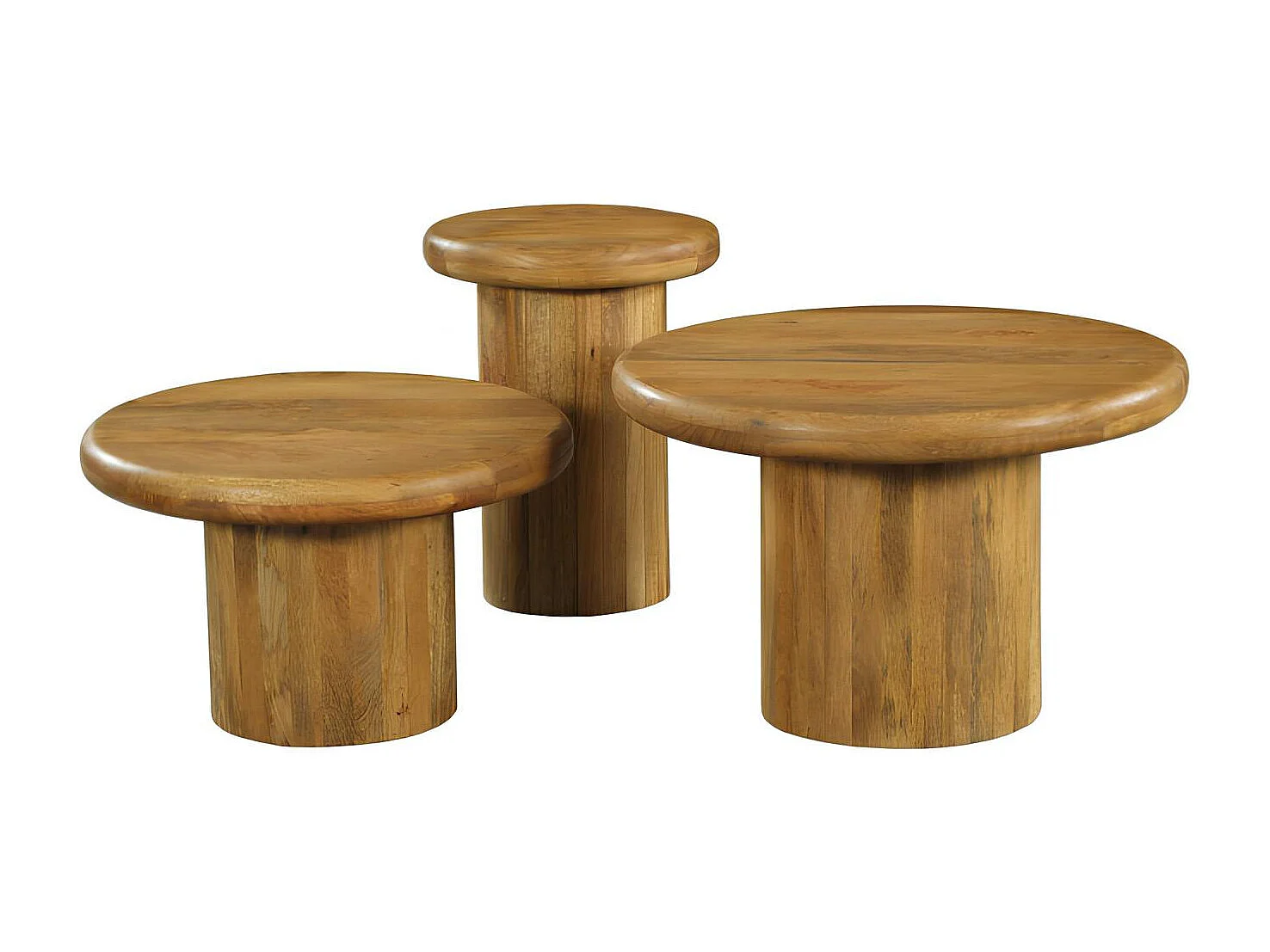 Table basse gigogne ronde à plateau épais (lot de 3) ALMA
