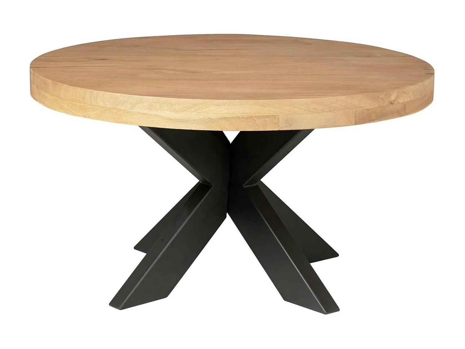 Table basse ronde en bois clair à pied croisé RIVANO