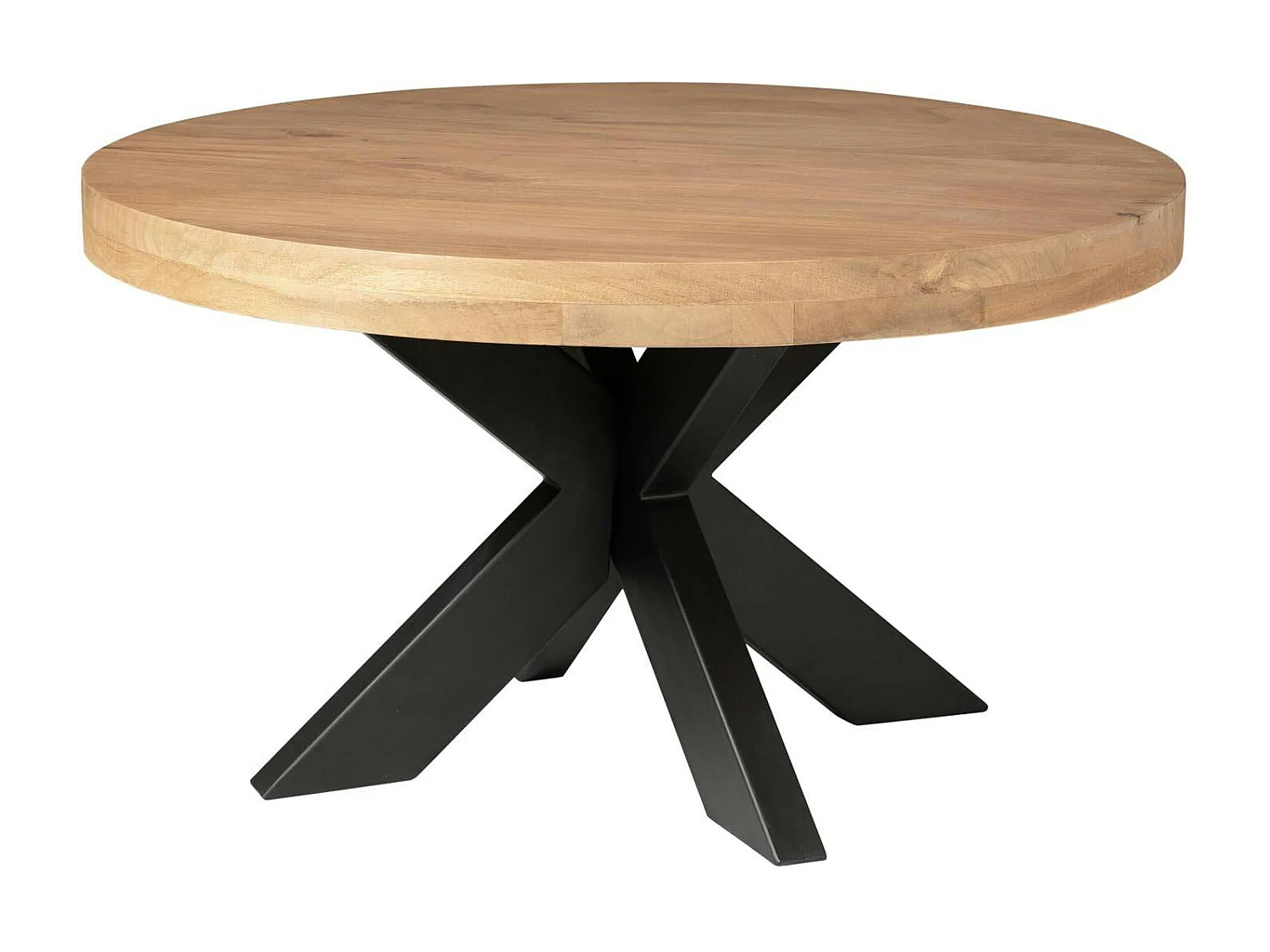 Table basse ronde en bois clair à pied croisé RIVANO