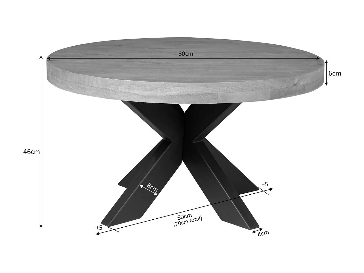 Table basse ronde en bois clair à pied croisé RIVANO