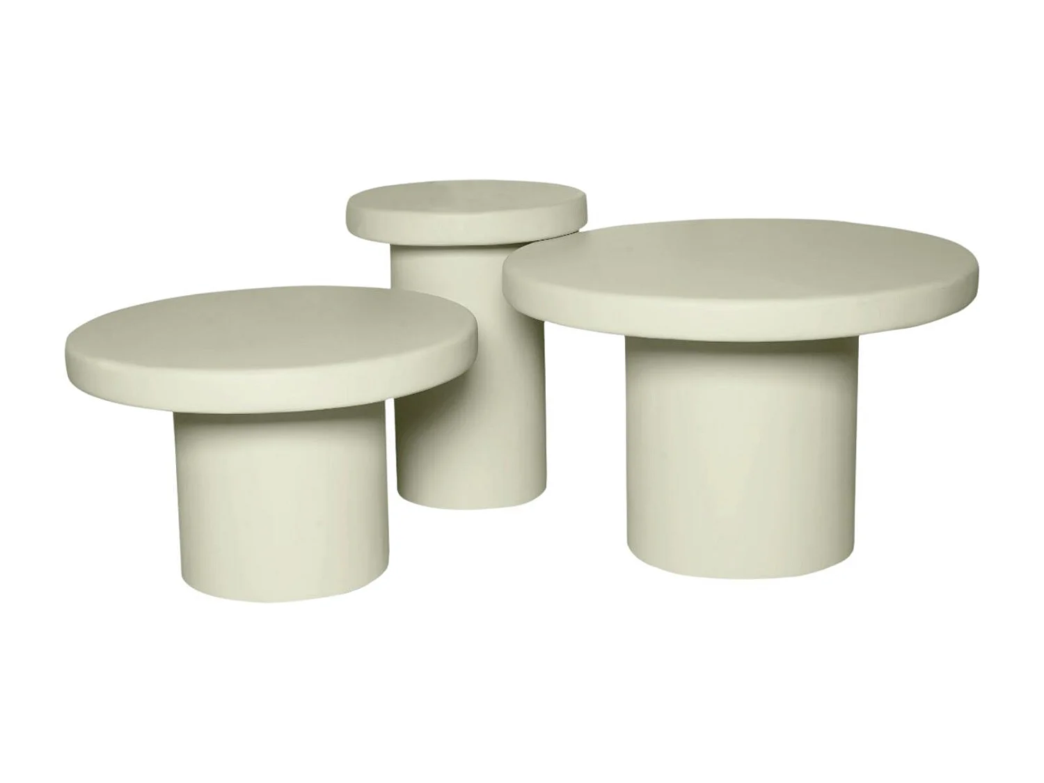 Table basse gigogne ronde bois sable à plateau épais (lot de 3) ALMA