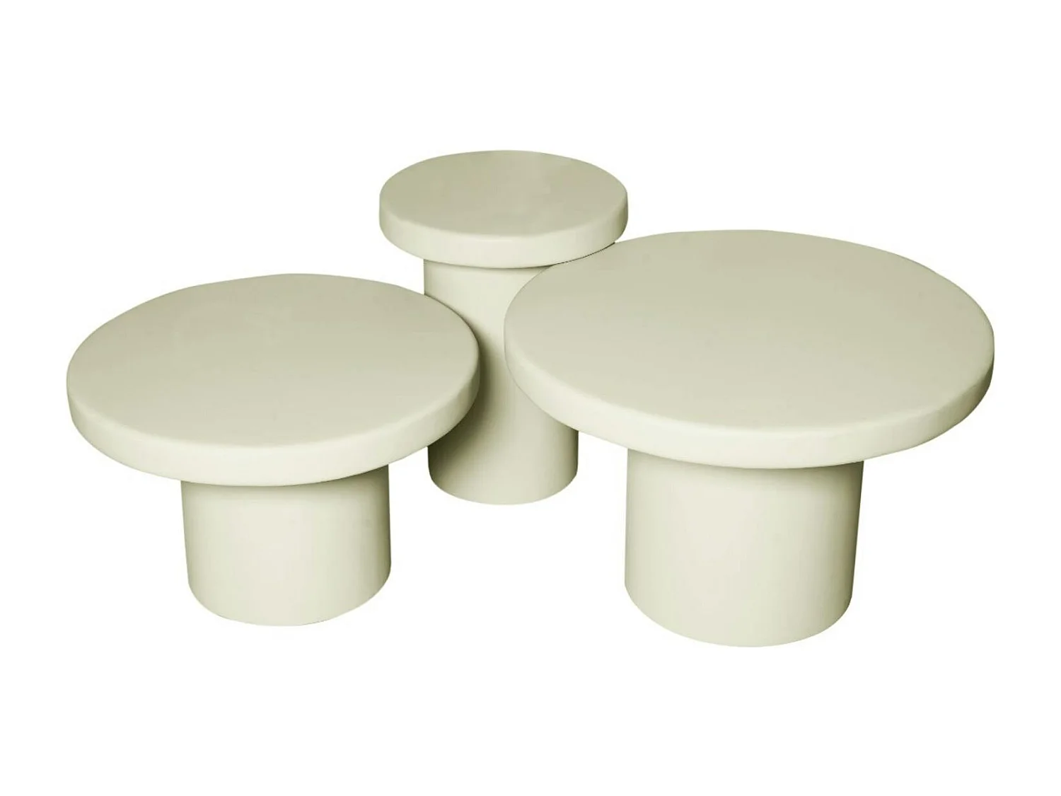 Table basse gigogne ronde bois sable à plateau épais (lot de 3) ALMA