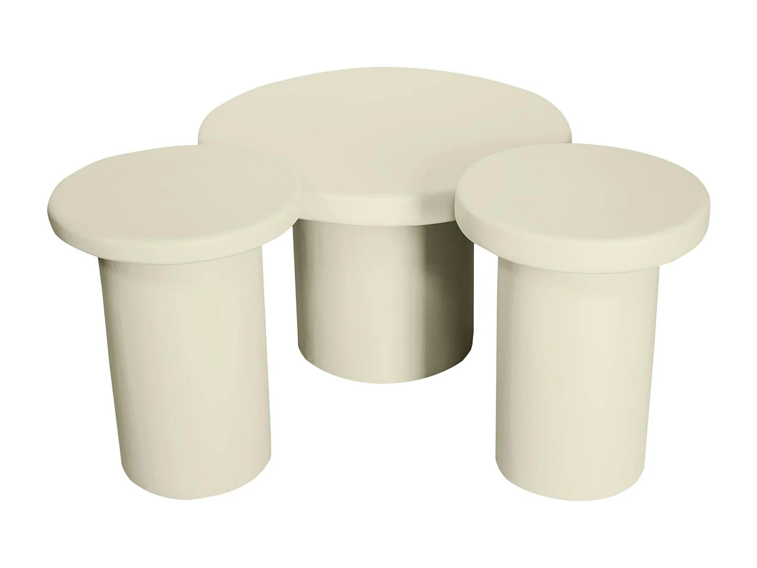 Table basse gigogne ronde bois sable à plateau épais (lot de 3) ALMA